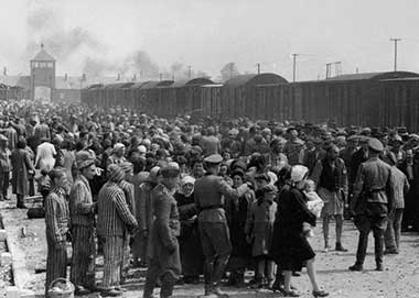 "Selection" of Hungarian Jews on the ramp at Auschwitz-II-Birkenau in German-occupied Poland, May/June 1944,