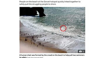 イギリスのドーセット州ダードル・ドアのビーチでの救助風景画像